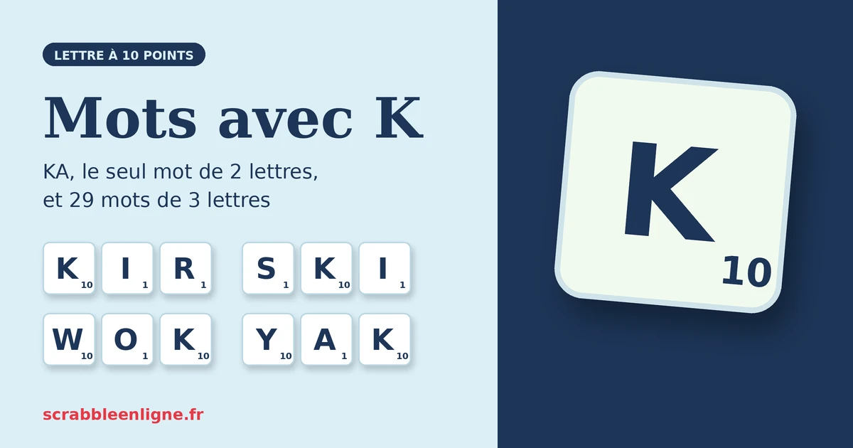 Mots avec la lettre K au Scrabble : mots de 2, 3 et 4 lettres